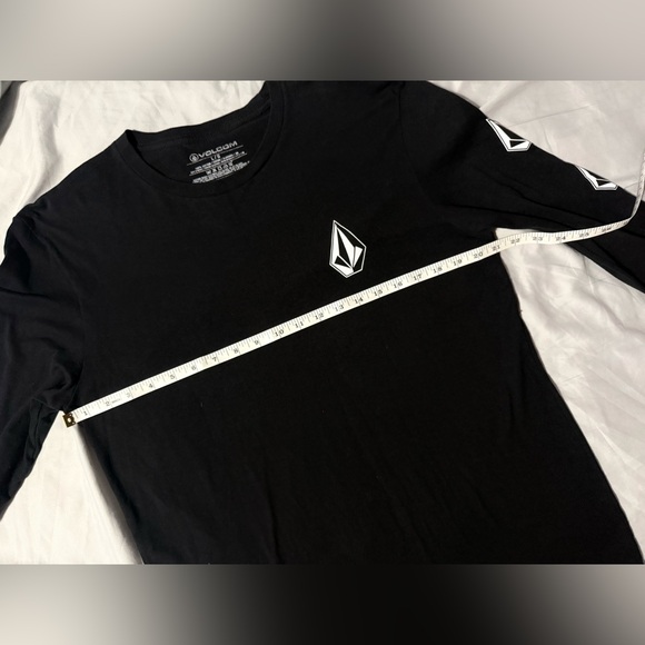 Volcom Black Long Sleeve Logo Tee with White Emblems - Picture 2 of 4